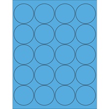 2" Fluorescent Blue Circle Laser Labels