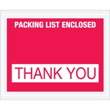 Red "Packing List Enclosed - Thank You" Envelopes