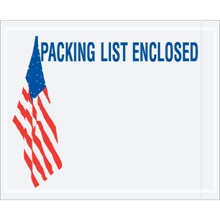 U.S.A. Flag "Packing List Enclosed" Envelopes