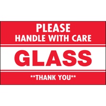 "Glass - Please Handle With Care" Labels