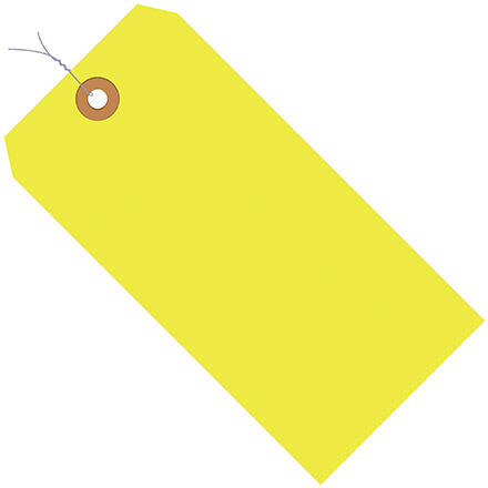 6 1/4 x 3 1/8" Fluorescent Yellow 13 Pt. Shipping Tags - Pre-Wired