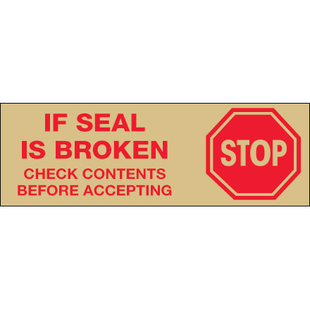Tape Logic® Messaged - Stop if Seal is Broken - Tan