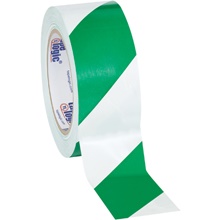 Green/White Tape Logic® Striped Vinyl Safety Tape