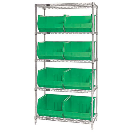 Wire Shelves with Bins
