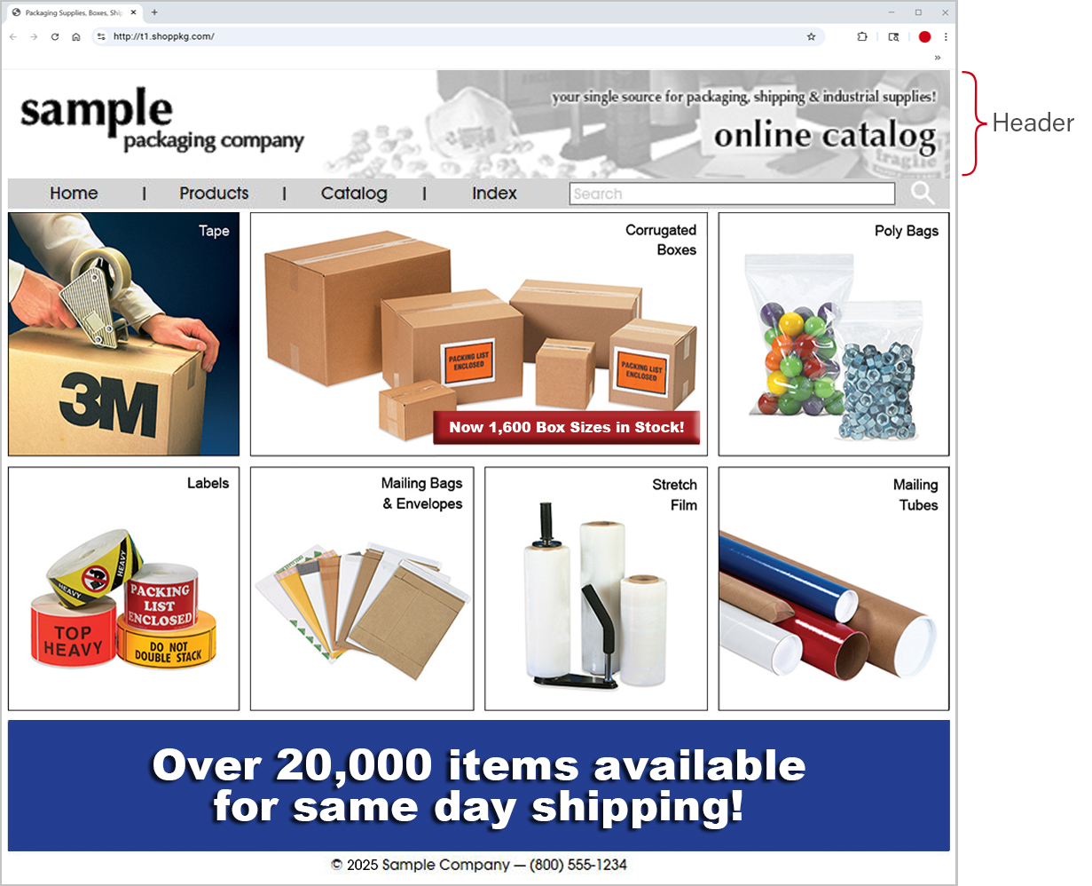 Overview Website with Header