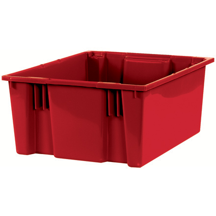 20 <span class='fraction'>7/8</span> x 18 <span class='fraction'>1/4</span> x 9 <span class='fraction'>7/8</span>" Red Stack & Nest Containers