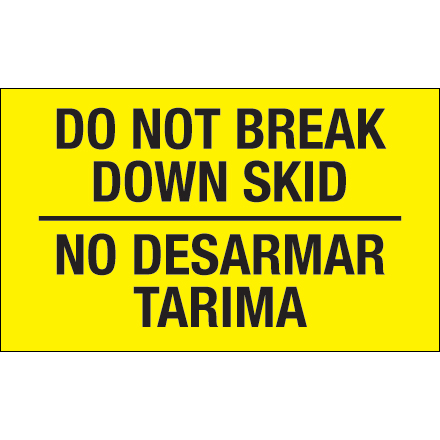 Tape Logic Bilingual Labels, "No Desarmar Tarima", 3" x 5", Fluorescent Yellow, 500/Roll